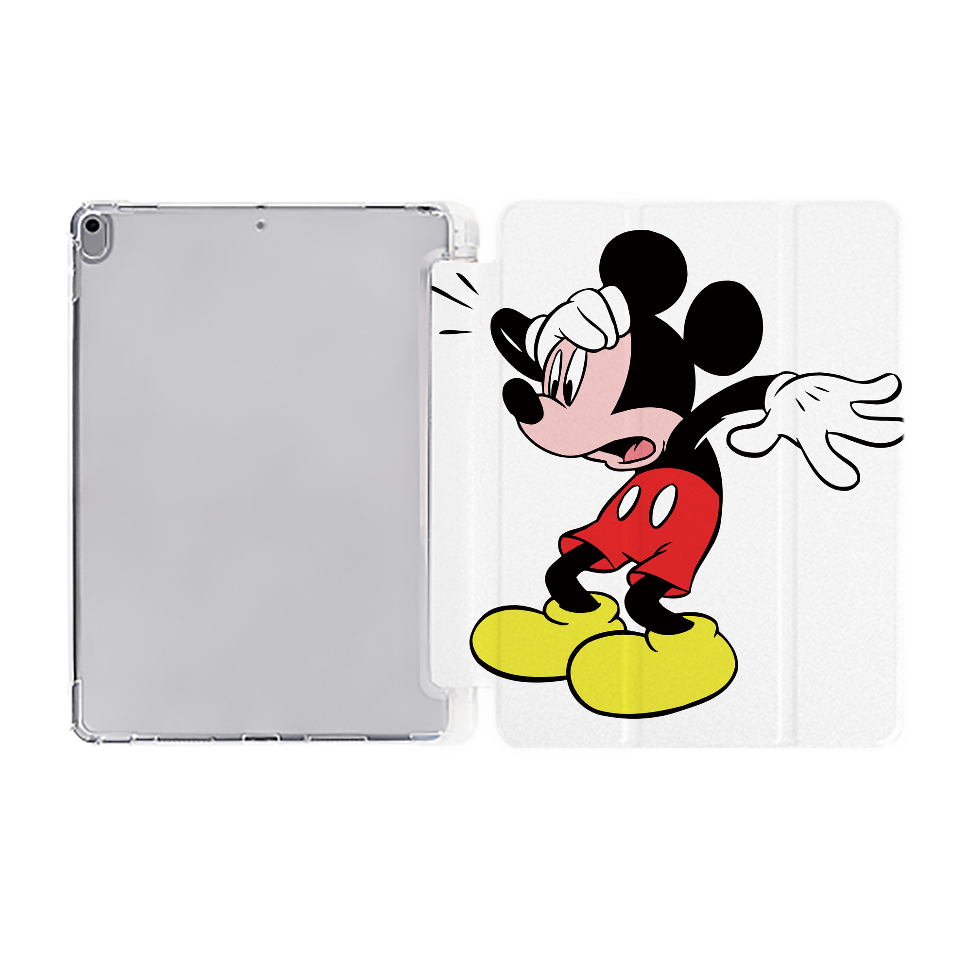 （画像用） ミッキーマウス Mickey Mouse IPad ケース ペン収納付き 三つ折りスタンド PUレザー×シリコン 対応機種9.5/10.5/10.9インチ